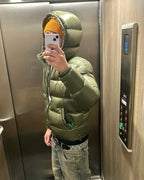 Glossy Hooded Short Puffer Jacket