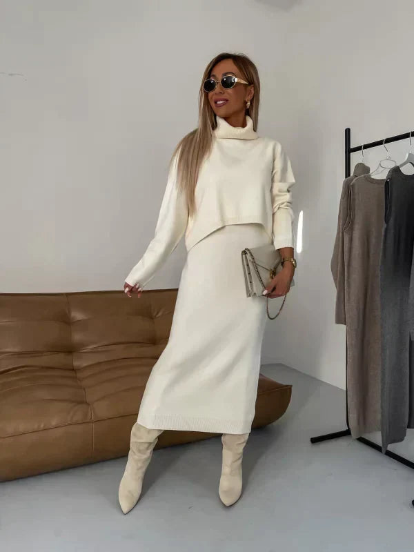 Cozy Turtleneck Long Knit Sweater Dress