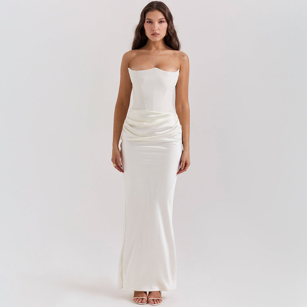Strapless Ruched Bodycon Maxi Dress
