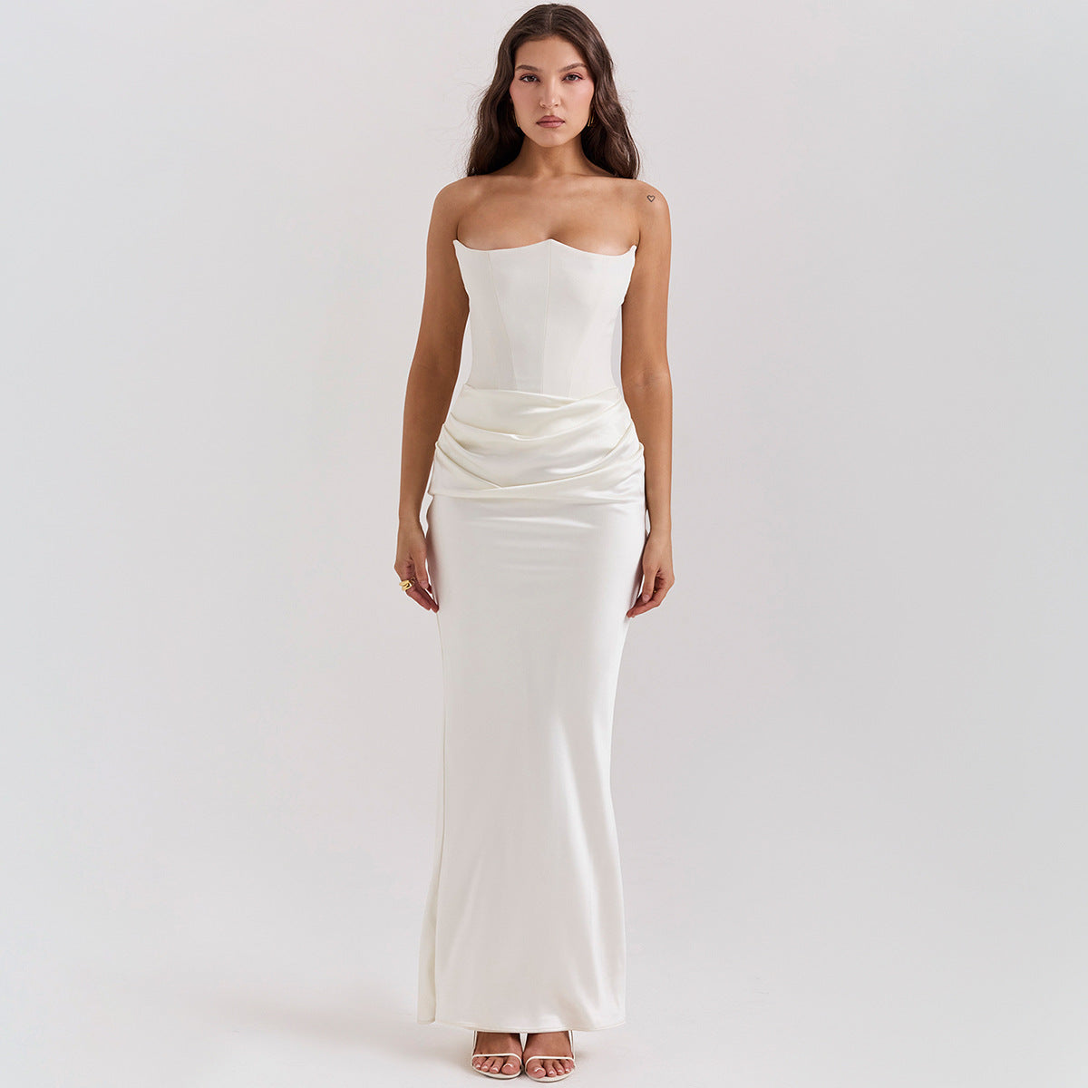 Strapless Ruched Bodycon Maxi Dress