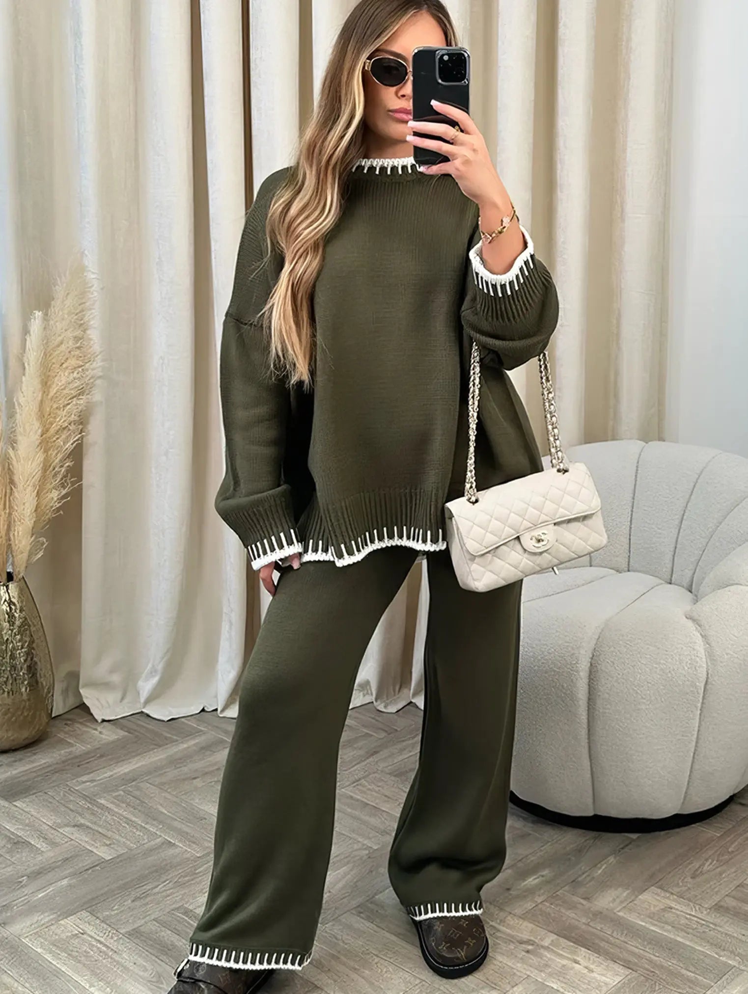 Women’s Cozy Knit Lounge Set with Sweater and Pants