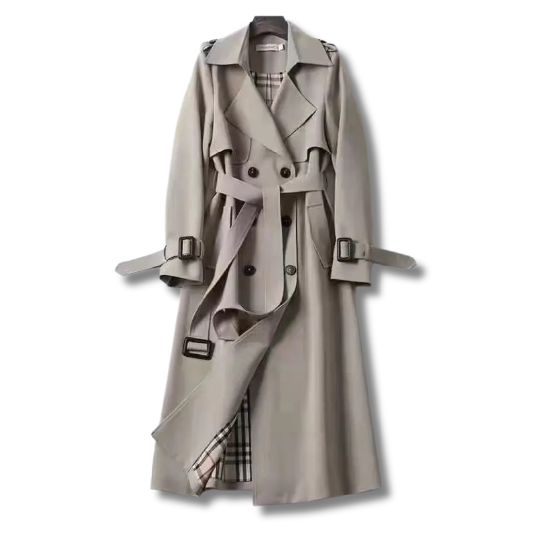 Women’s Long Double-Breasted Belted Trench Coat