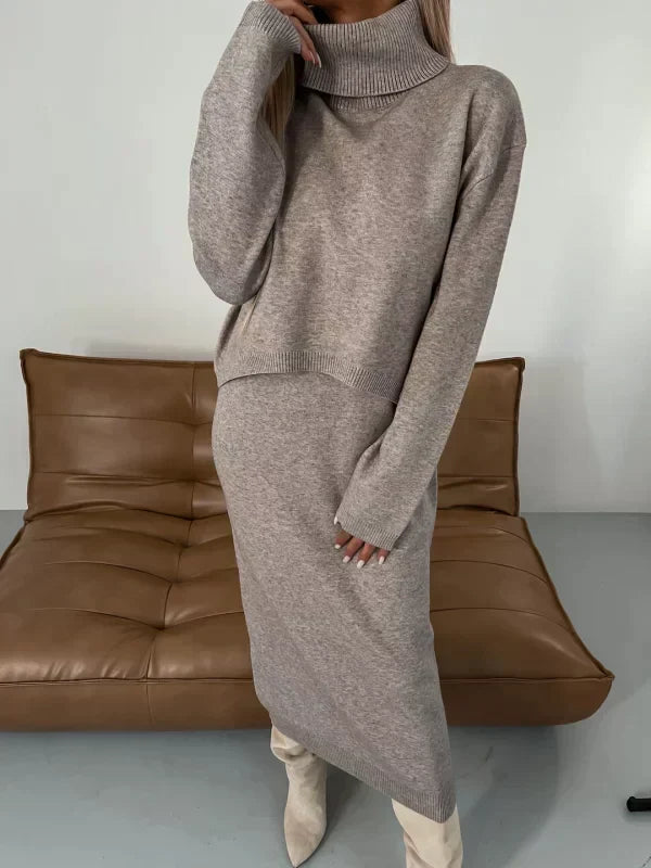 Cozy Turtleneck Long Knit Sweater Dress