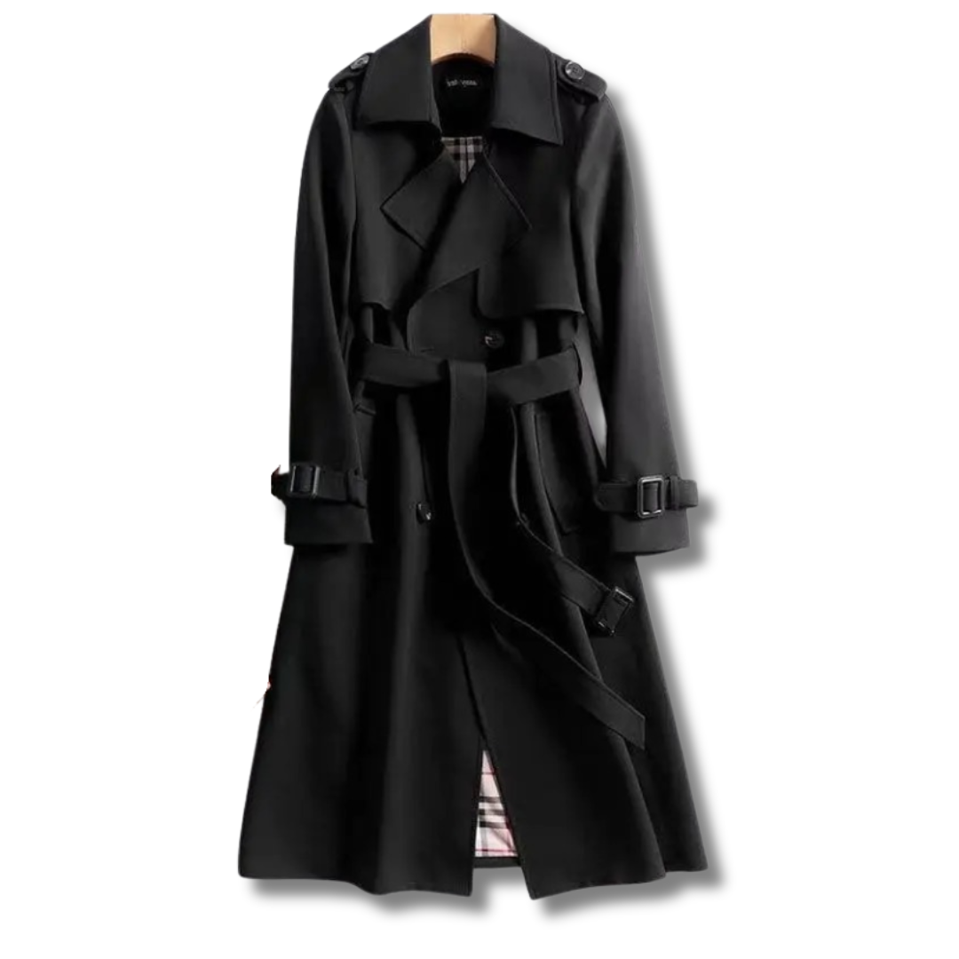 Women’s Long Double-Breasted Belted Trench Coat