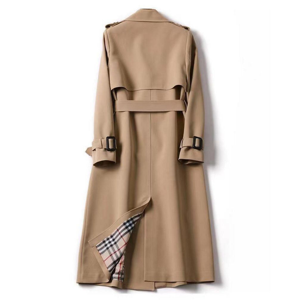 Women’s Long Double-Breasted Belted Trench Coat