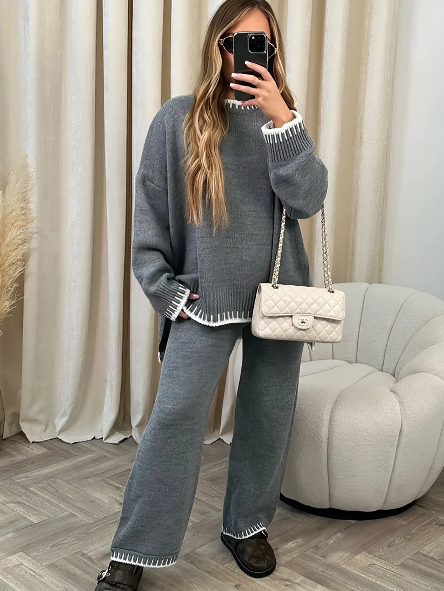 Women’s Cozy Knit Lounge Set with Sweater and Pants