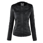 Women’s Faux Leather Hooded Moto Jacket – Slim Fit Zip-Up Outerwear