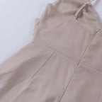 Satin Cowl Neck Spaghetti Strap Maxi Dress with High Slit