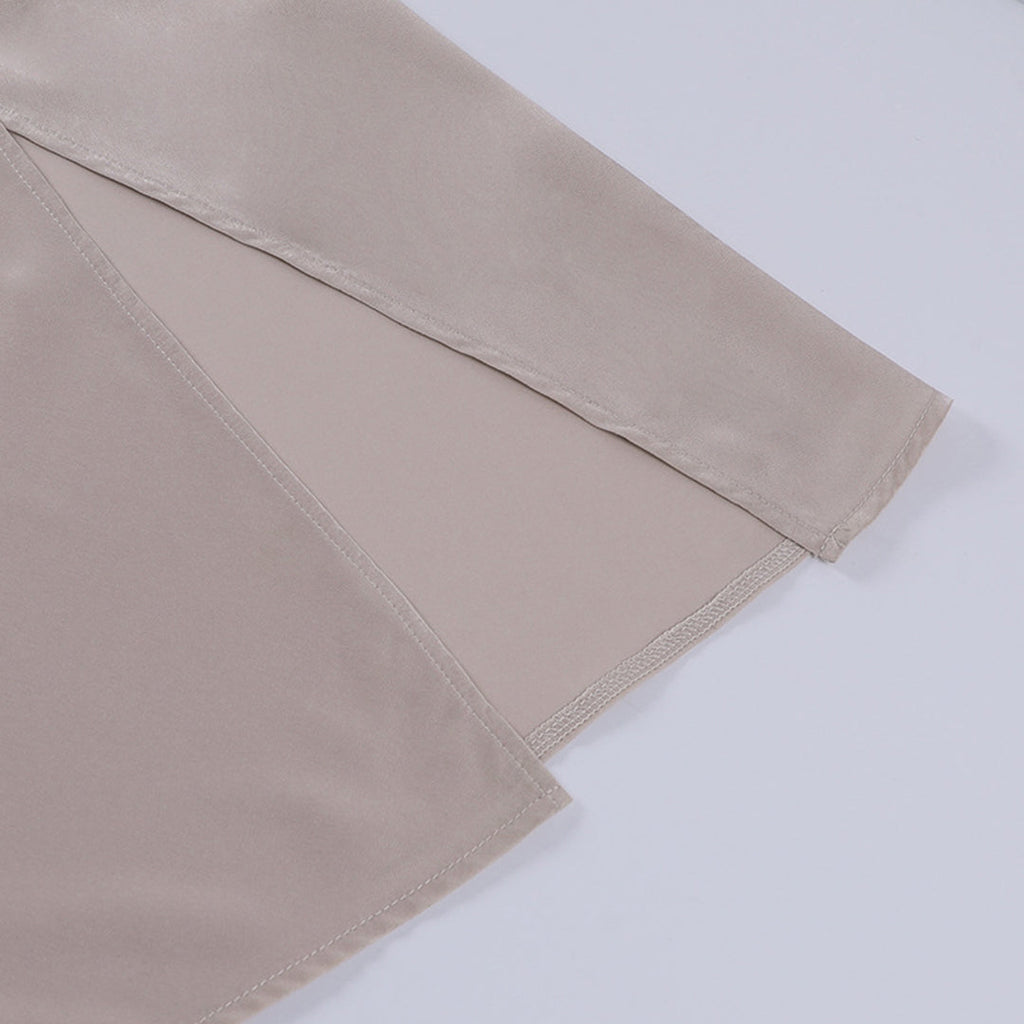 Satin Cowl Neck Spaghetti Strap Maxi Dress with High Slit