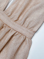 Shimmer Long Sleeve Maxi Dress with Wrap Waist