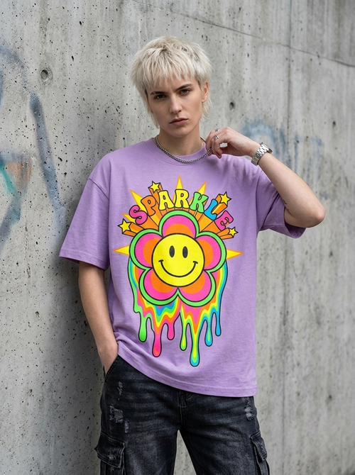 Acid Bloom Oversized T-Shirt - Worn by model