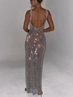 Sparkling Sequin Backless Evening Gown