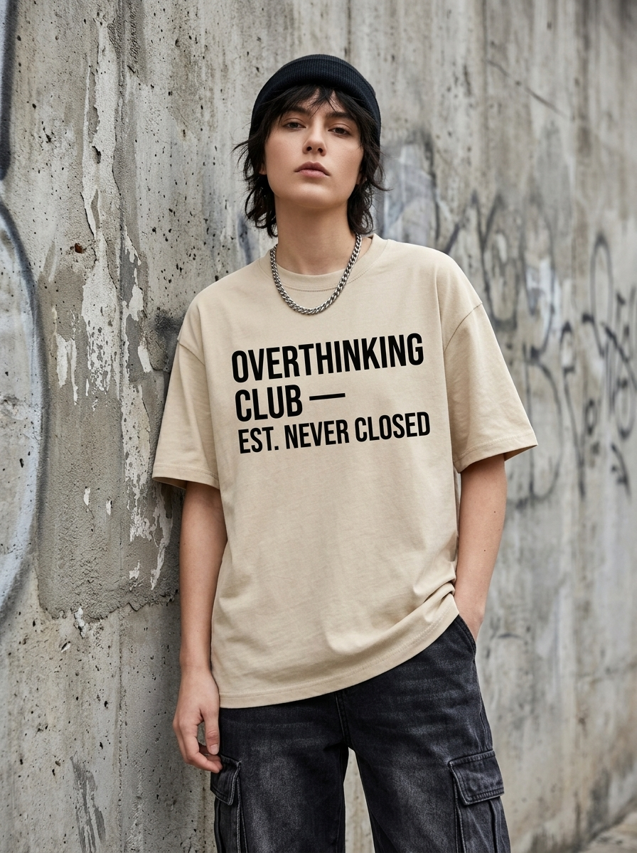 Overthinking Club Oversized T-Shirt - Worn by model